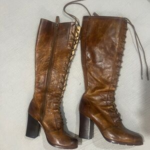 Brown Leather Knee-High Boots